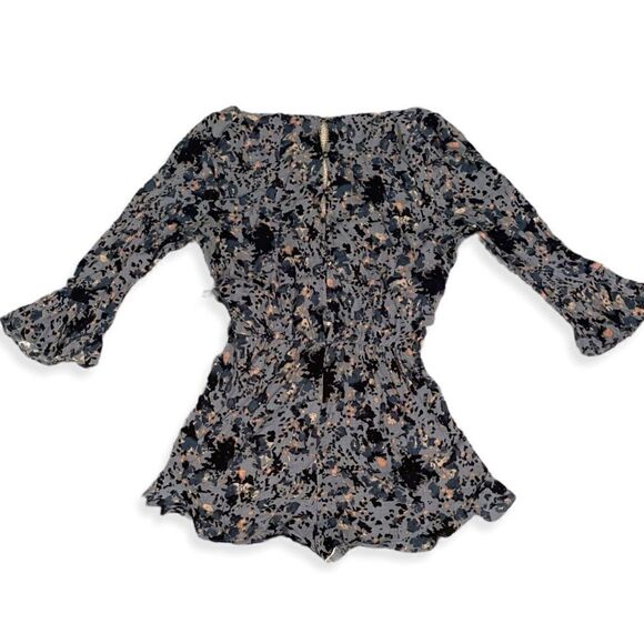 Free People All The Right Ruffles Blue Romper Sz S - Picture 5 of 15